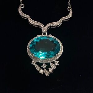 Elegant Turquoise CZ Necklace